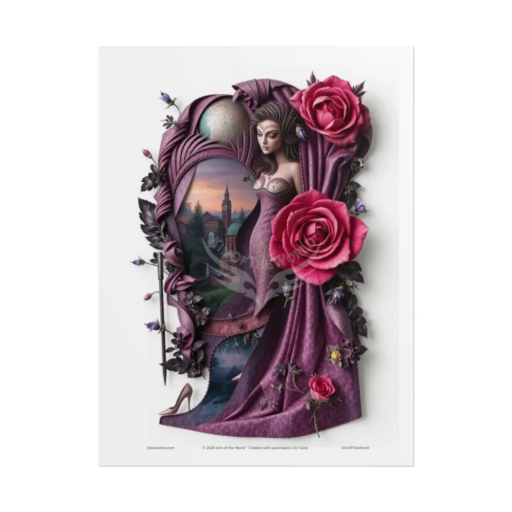 3D Cottage Eyemask Floral Rose Girl Art Print - Rolled Poster 18″ x 24″ (Vertical) / Matte Poster