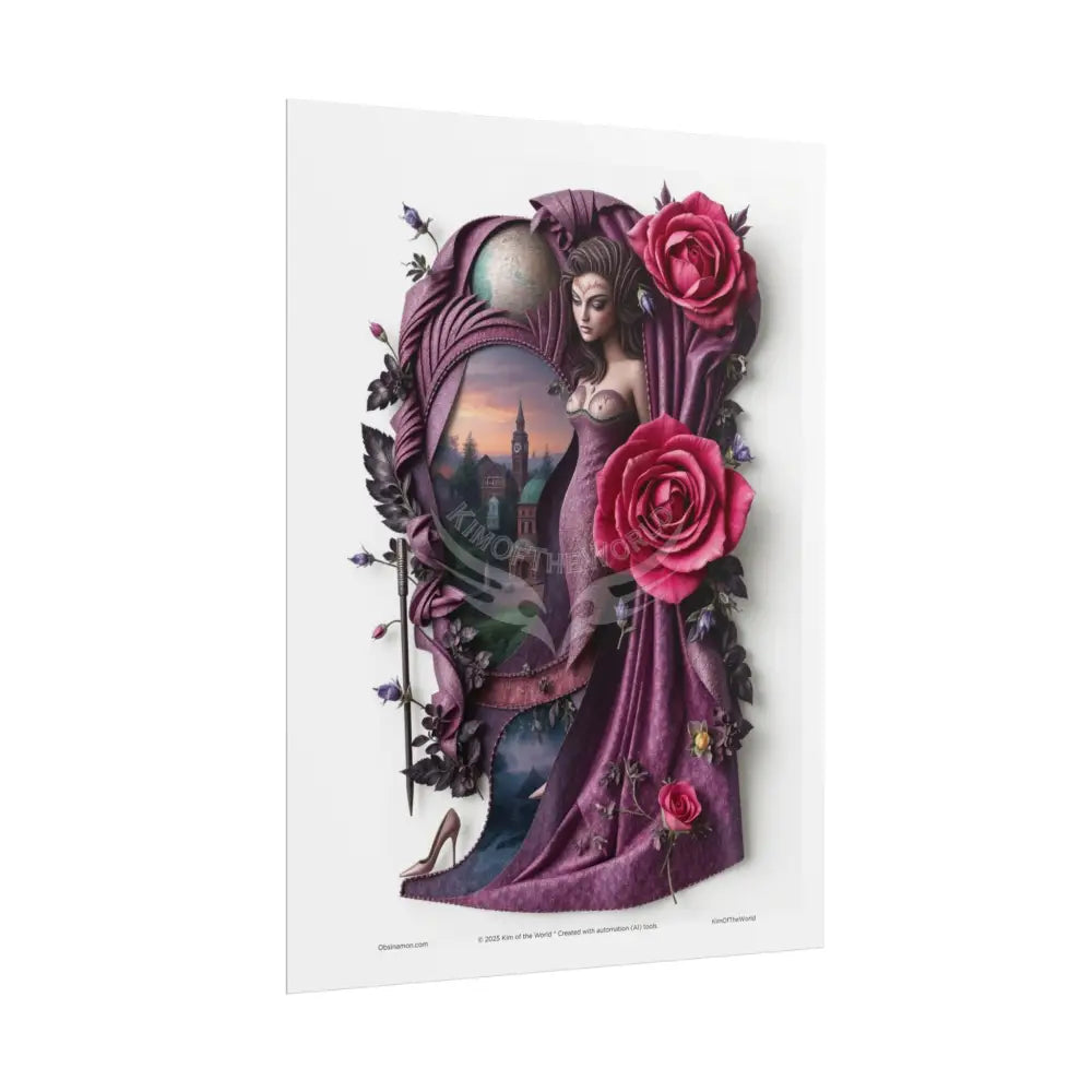 3D Cottage Eyemask Floral Rose Girl Art Print - Rolled Poster Poster