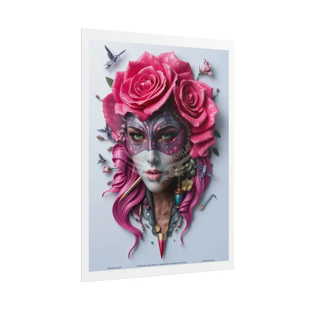 3D Cottage Eyemask Magician Lady Art Print - Rolled Poster Poster