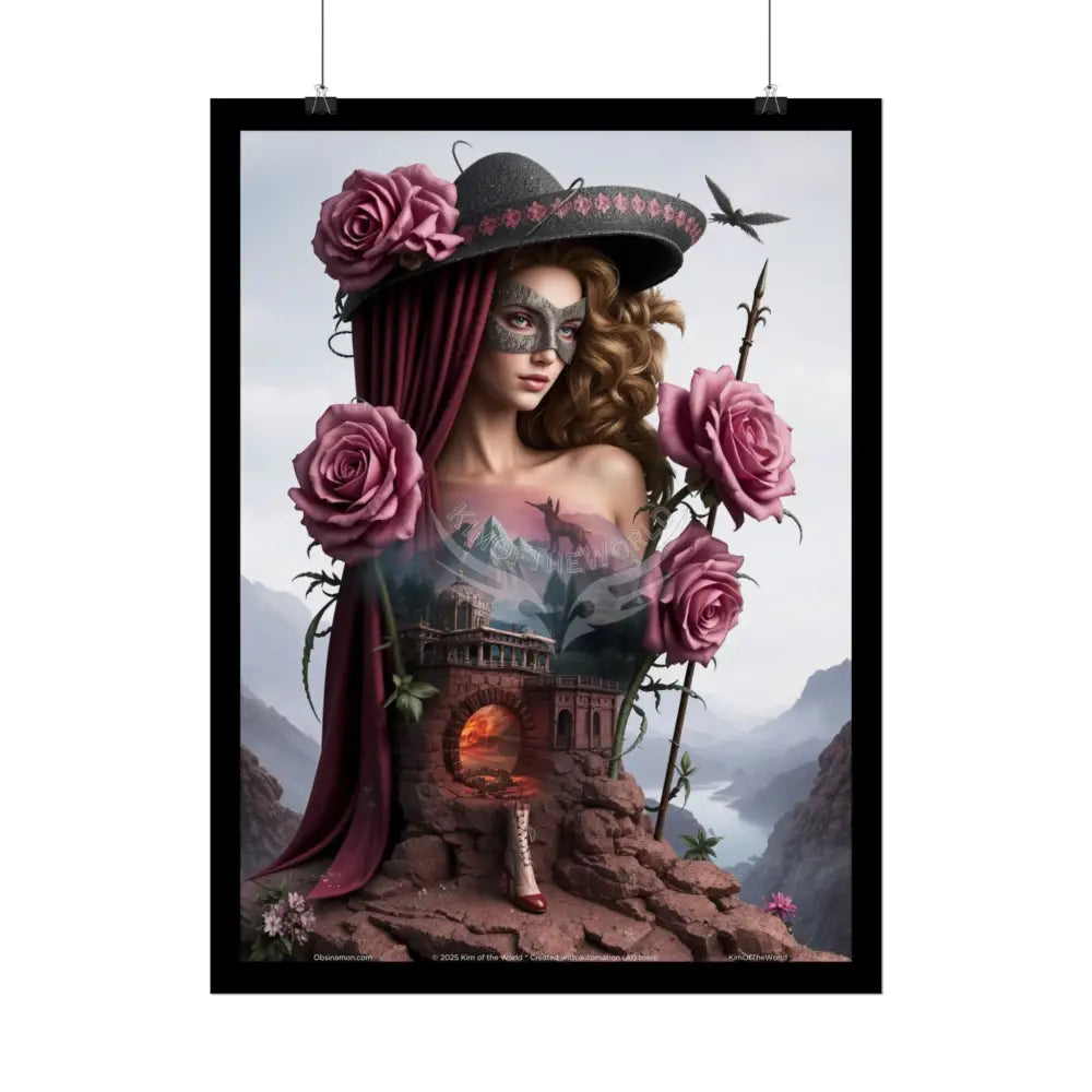 3D Cottage Eyemask Magician Lady Art Print - Rolled Poster Poster