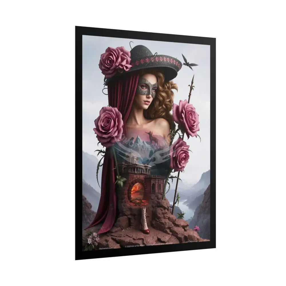 3D Cottage Eyemask Magician Lady Art Print - Rolled Poster Poster