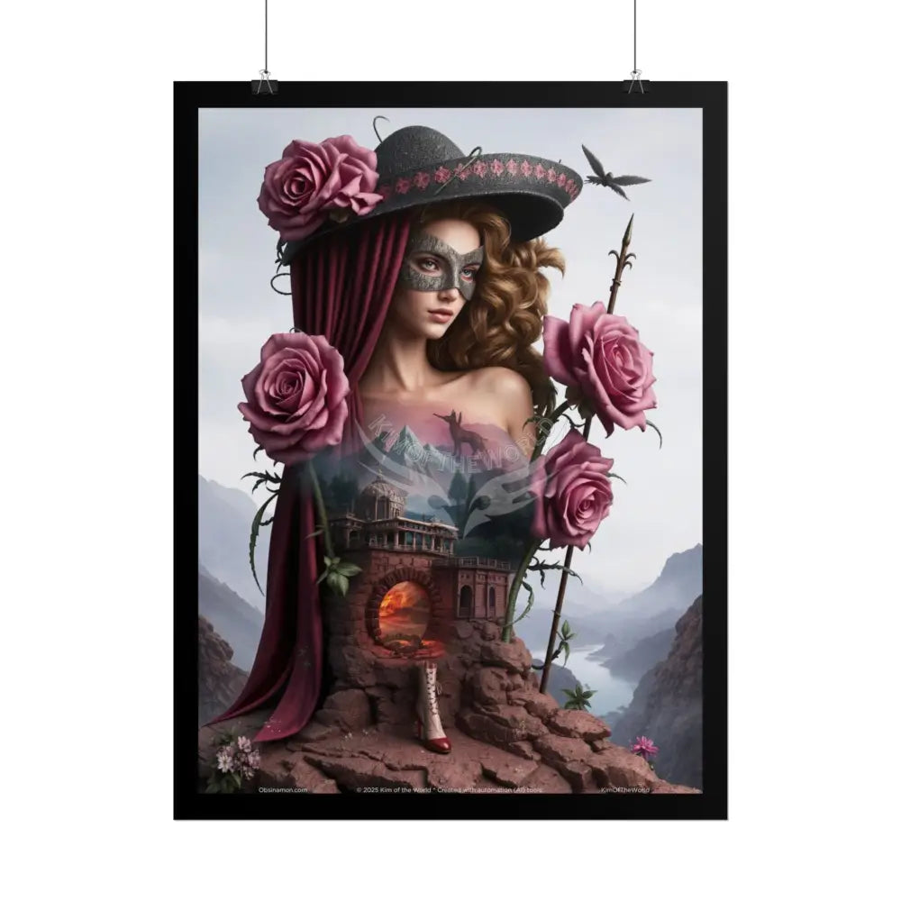 3D Cottage Eyemask Magician Lady Art Print - Rolled Poster Poster