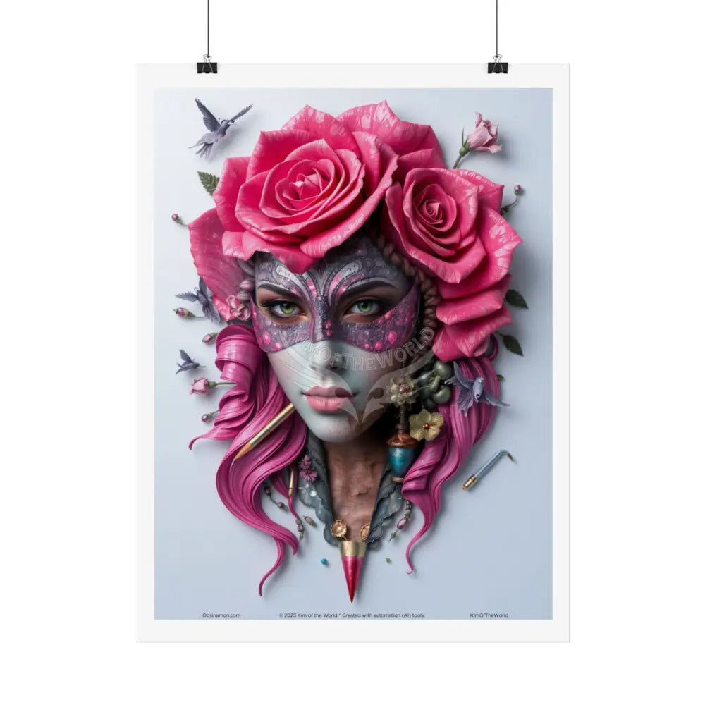 3D Cottage Eyemask Magician Lady Art Print - Rolled Poster Poster