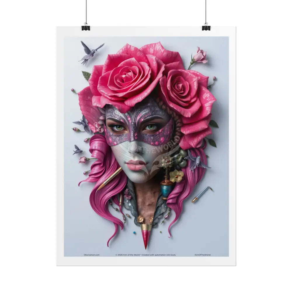 3D Cottage Eyemask Magician Lady Art Print - Rolled Poster Poster
