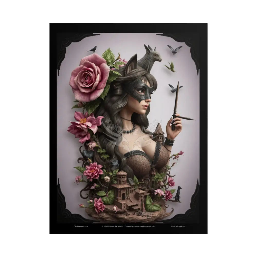 3D Cottage Girl Eyemask Art Print - Rolled Poster 18″ x 24″ (Vertical) / Matte Poster