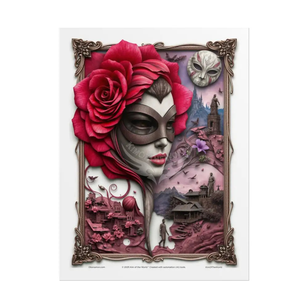 3D Cottage Girl Eyemask Art Print - Rolled Poster 18″ x 24″ (Vertical) / Matte Poster