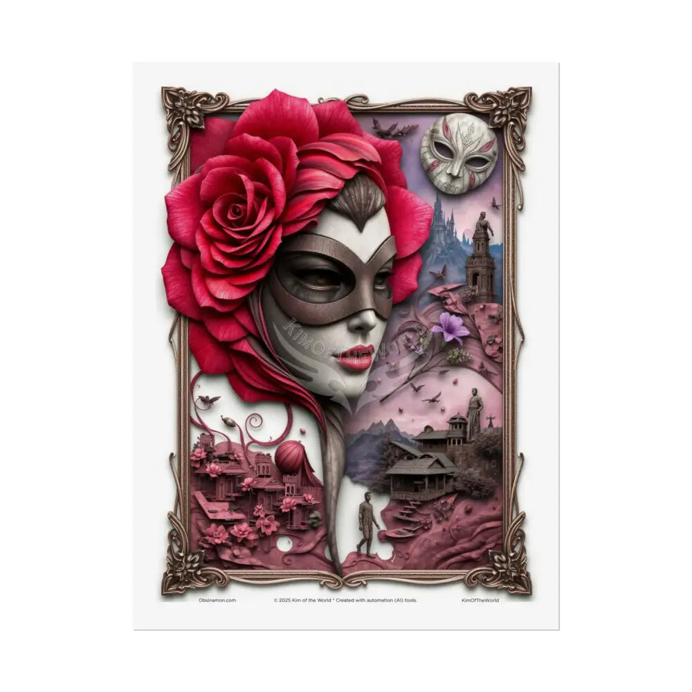 3D Cottage Girl Eyemask Art Print - Rolled Poster 18″ x 24″ (Vertical) / Semi Glossy Poster