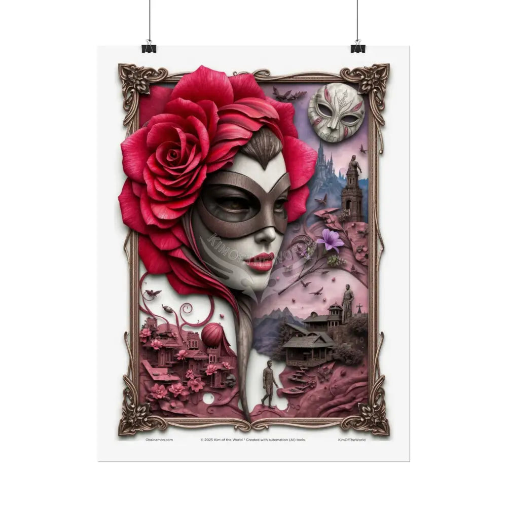 3D Cottage Girl Eyemask Art Print - Rolled Poster Poster