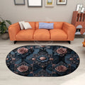 3D Dark Blue Rose Steampunk Multiple Sizes Oval Area Rug 60’’x36’’ Rugs & Mats