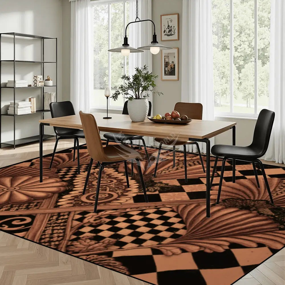 3D Dark Copper Bronze Multi Checkerboard Print - Large Area Rug Floor Carpet (4:3) 144’’x108’’ Rugs & Mats