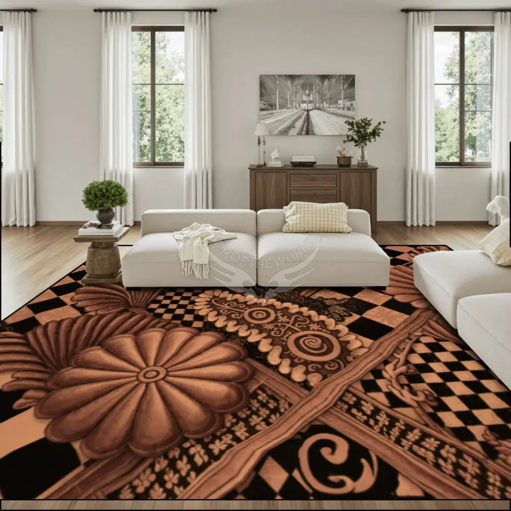 3D Dark Copper Bronze Multi Checkerboard Print - Large Area Rug Floor Carpet (4:3) 144’’x108’’ Rugs & Mats