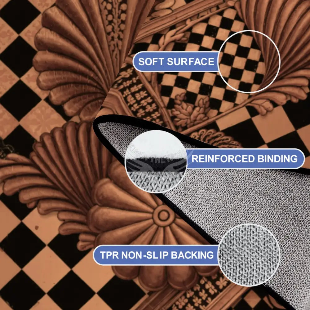 3D Dark Copper Bronze Multi Checkerboard Print - Large Area Rug Floor Carpet (4:3) 144’’x108’’ Rugs & Mats