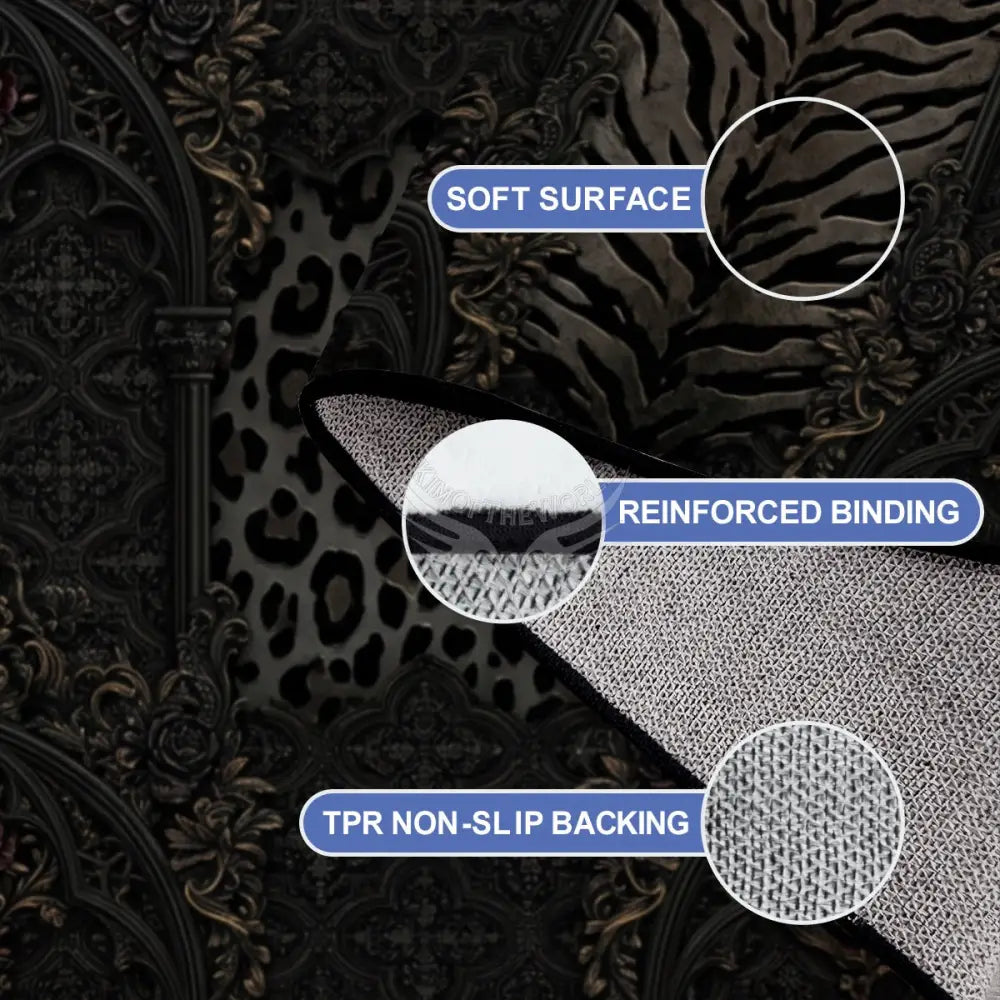 3D Dark Gothic Leopard and Zebra Print Large Area Rug Floor Carpet 10 ft x 8 ft 120’’x96’’ Rugs & Mats