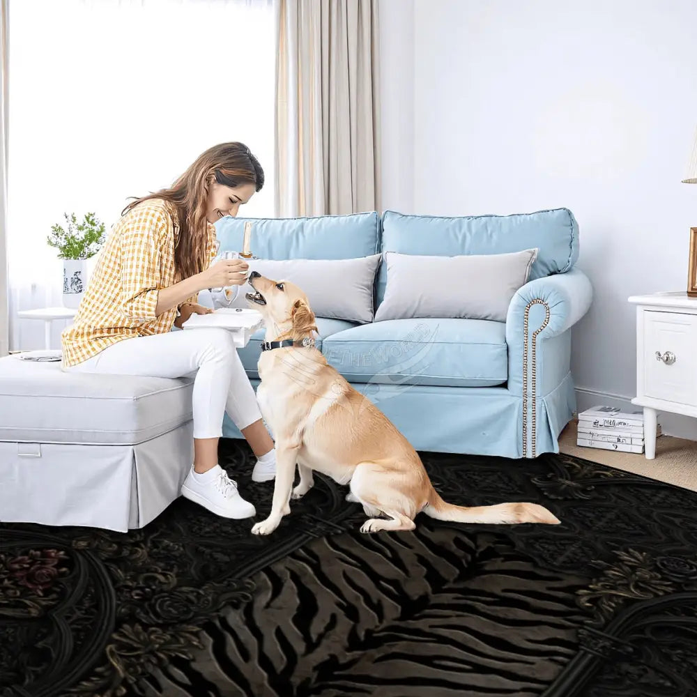 3D Dark Gothic Leopard and Zebra Print Large Area Rug Floor Carpet 10 ft x 8 ft 120’’x96’’ Rugs & Mats