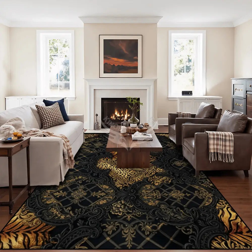 3D Dark Gothic Tiger and Leopard Print - Large Area Rug Floor Carpet 10 ft x 8 ft 120’’x96’’ Rugs & Mats