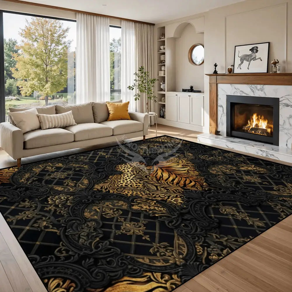 3D Dark Gothic Tiger and Leopard Print - Large Area Rug Floor Carpet 10 ft x 8 ft 120’’x96’’ Rugs & Mats