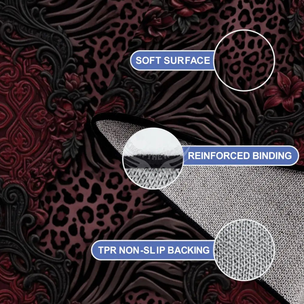 3D Dark Red Deep Burgundy Animal Print Large Area Rug Floor Carpet (5:4) 120’’x96’’ Rugs & Mats