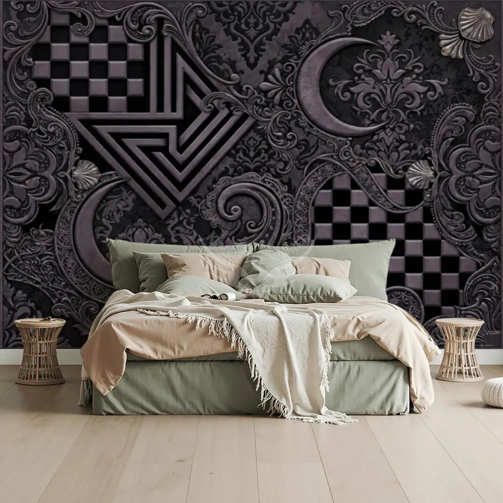3D Dark Steampunk Moon Unpasted Mural Wallpaper 144’’x100’’ - 144’’x100’’ - Wall Coverings