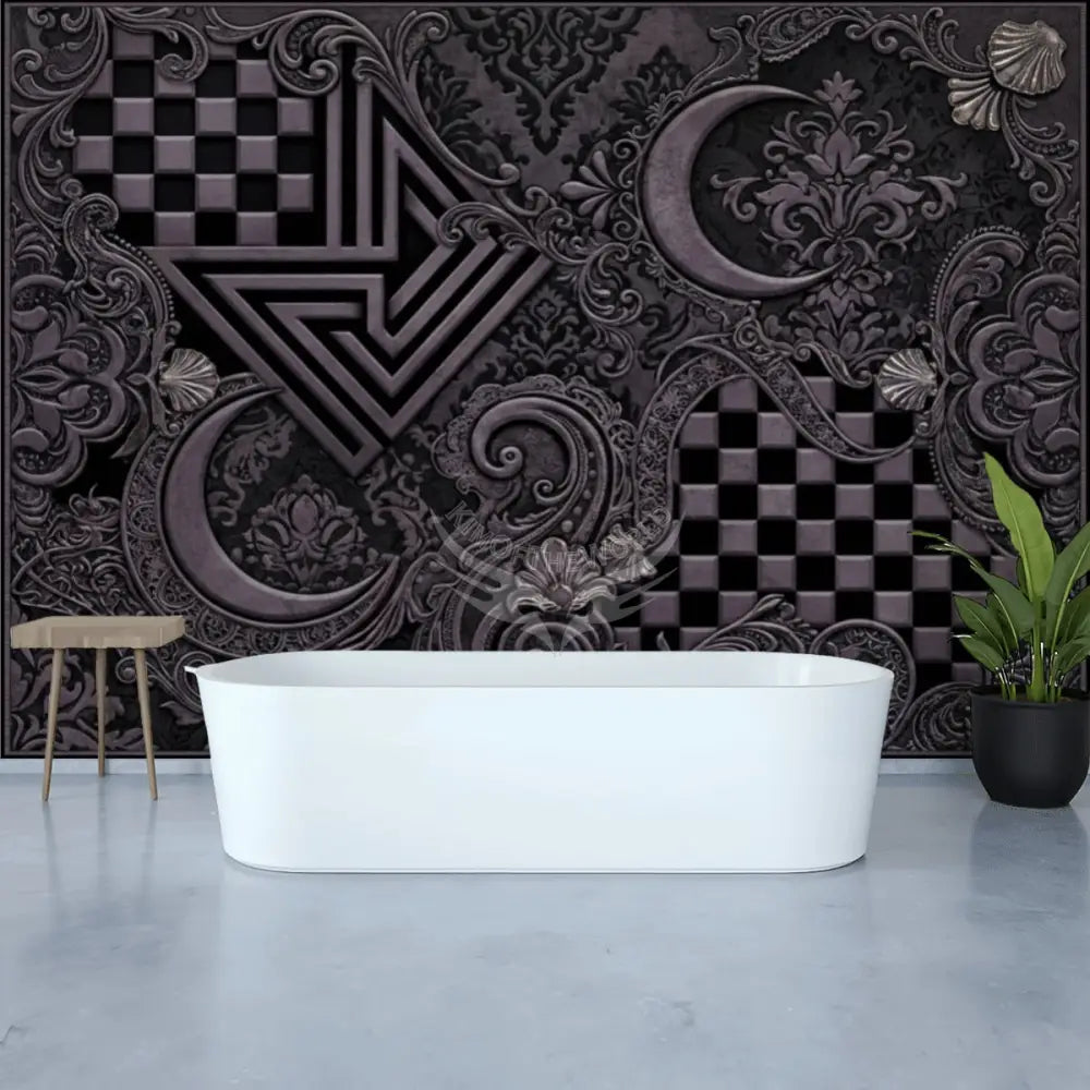 3D Dark Steampunk Moon Unpasted Mural Wallpaper 144’’x100’’ - 144’’x100’’ - Wall Coverings