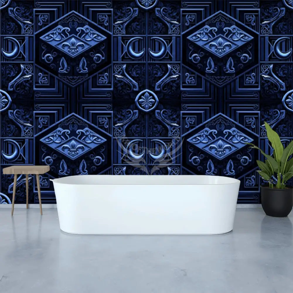 3D Deep Goth in Blue Unpasted Mural Wallpaper 144’’x100’’ 144’’x100’’ Wall Coverings