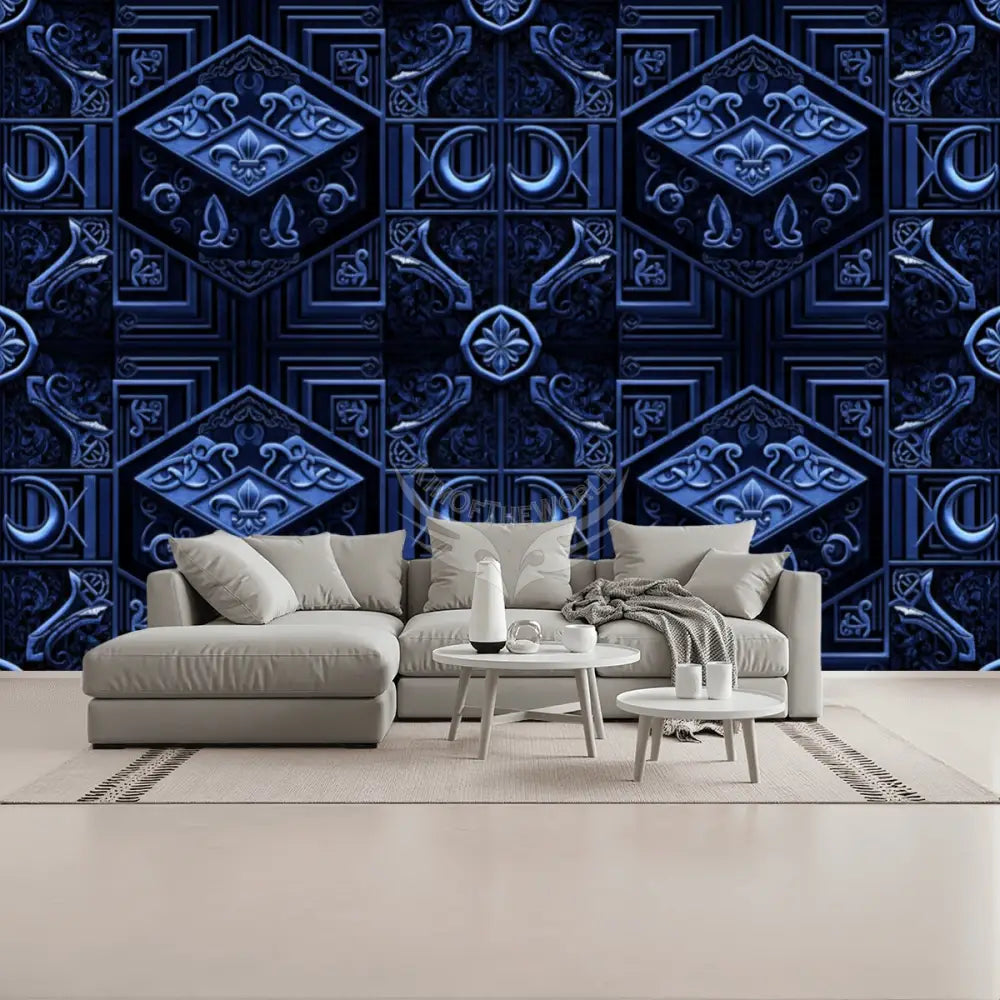 3D Deep Goth in Blue Unpasted Mural Wallpaper 144’’x100’’ 144’’x100’’ Wall Coverings
