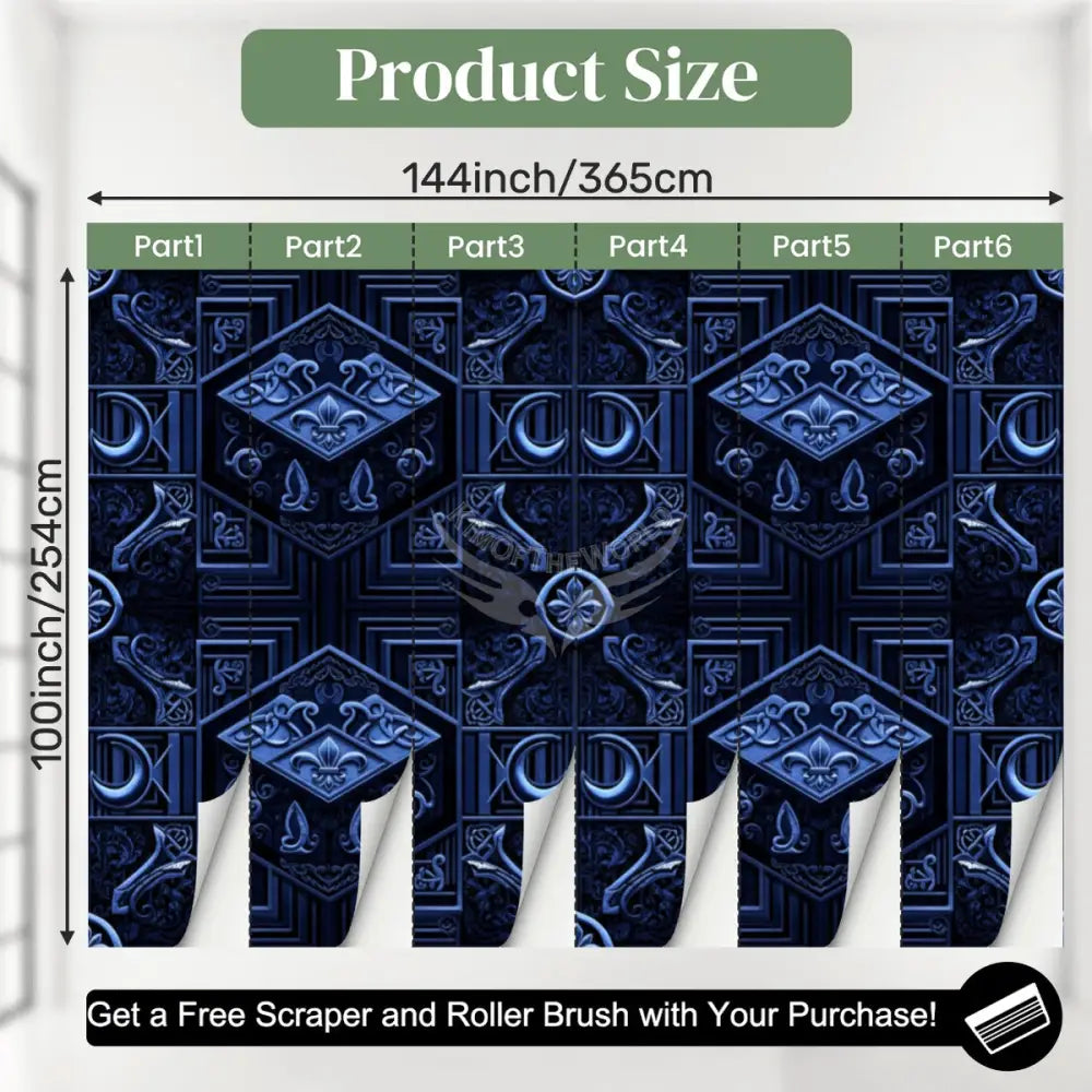 3D Deep Goth in Blue Unpasted Mural Wallpaper 144’’x100’’ 144’’x100’’ Wall Coverings