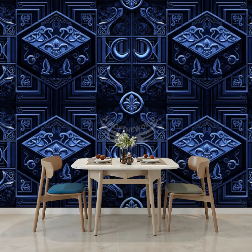 3D Deep Goth in Blue Unpasted Mural Wallpaper 144’’x100’’ 144’’x100’’ Wall Coverings