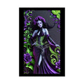 3D Deep Purple Rose Gothic Floral Foil Leaf Woman Lady Poster — Nature-Inspired Rolled Framable Print green and gold