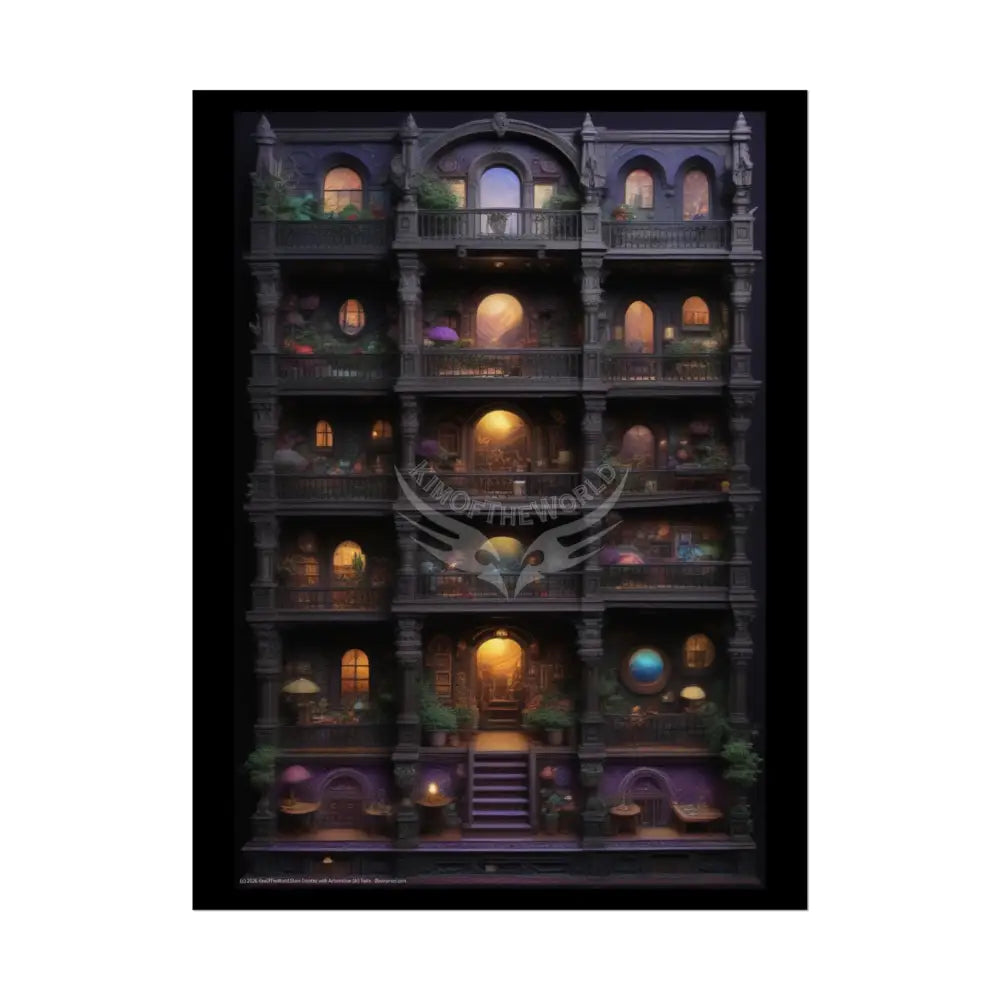 3D Diorama Miniature Doll House Art Poster — Antique Trinkets & Cabinets Art Print 18″ x 24″ (Vertical) / Semi Glossy
