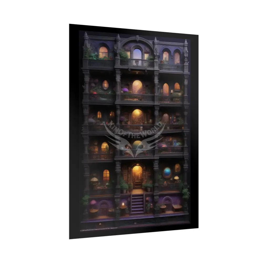 3D Diorama Miniature Doll House Art Poster — Antique Trinkets & Cabinets Art Print Poster