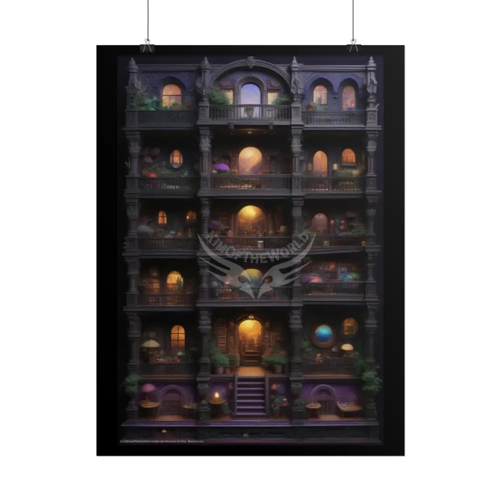 3D Diorama Miniature Doll House Art Poster — Antique Trinkets & Cabinets Art Print Poster