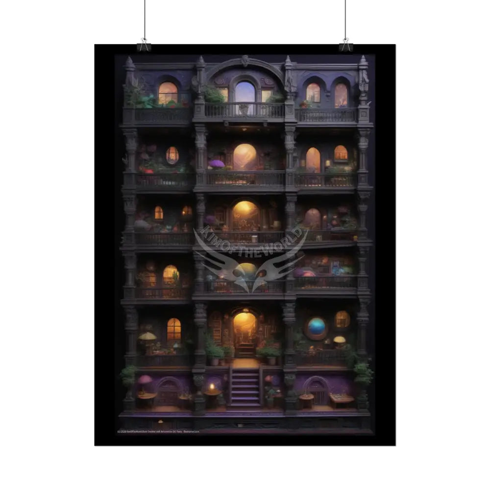 3D Diorama Miniature Doll House Art Poster — Antique Trinkets & Cabinets Art Print Poster