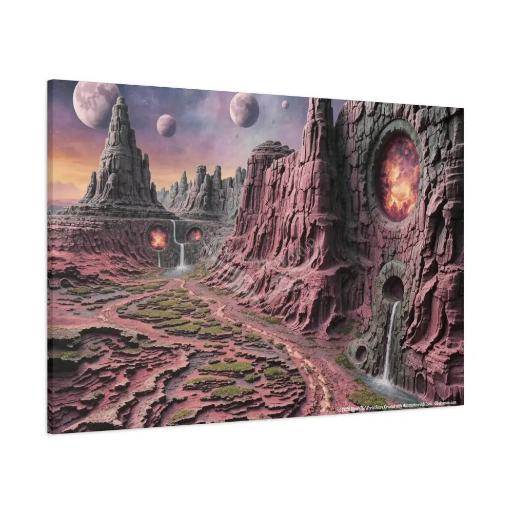 3D Fantasy Scenic Red Rock & Waterfall Gothic Landscape Scenery Canvas Prints Canvas