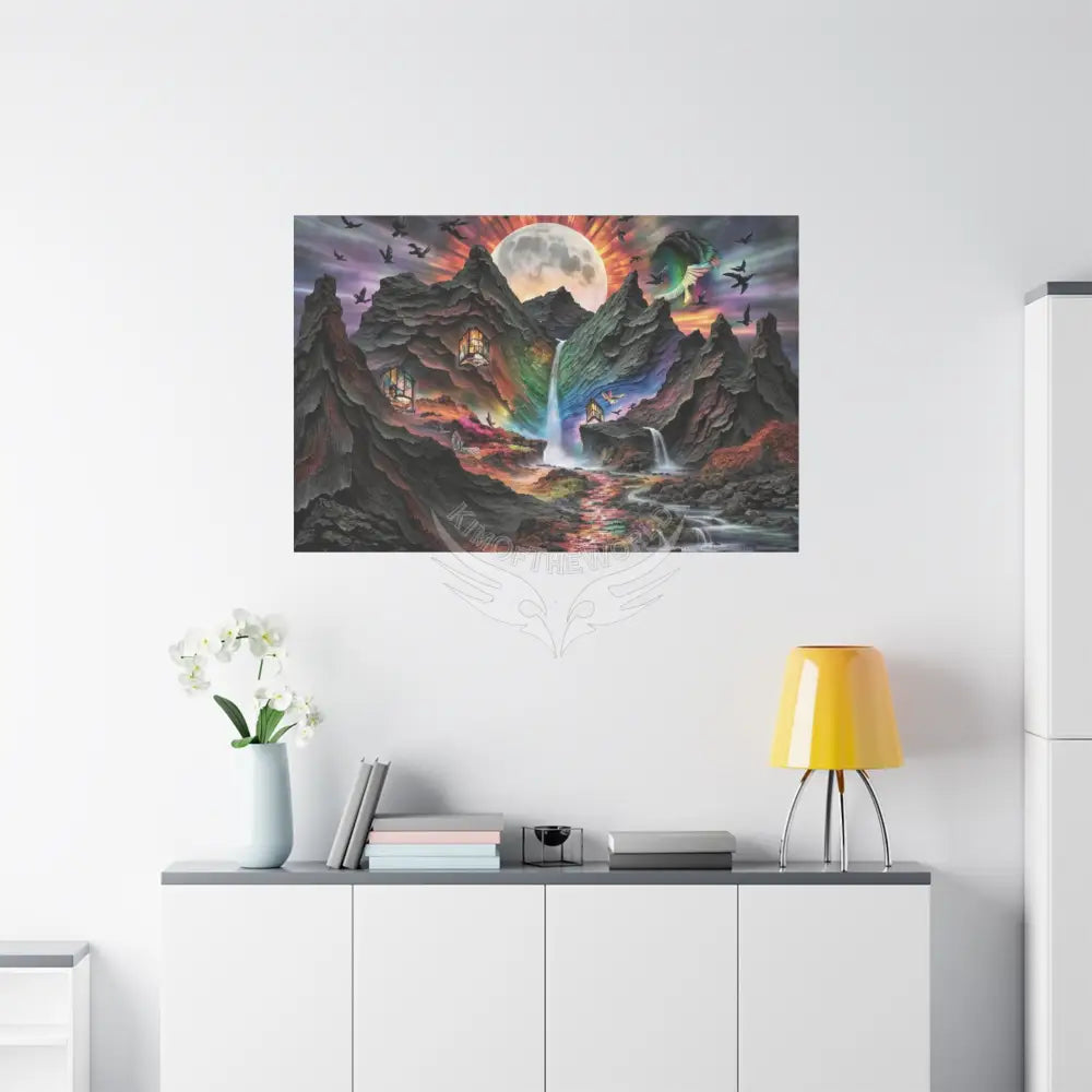 3D Fantasy Scenic Rock & Waterfall Gothic Landscape Scenery Canvas Prints Canvas