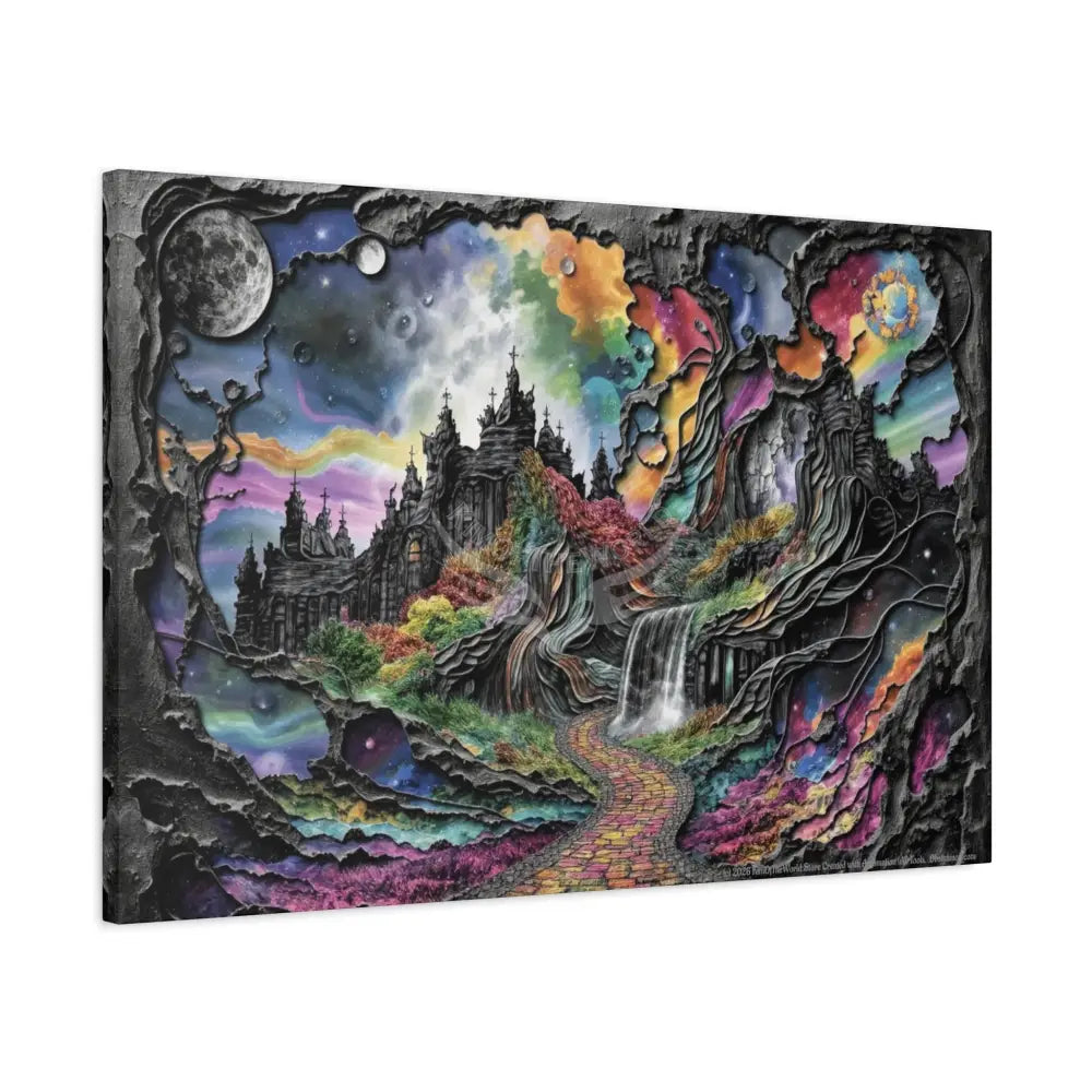 3D Fantasy Scenic Rock & Waterfall Gothic Landscape Scenery Canvas Prints Canvas