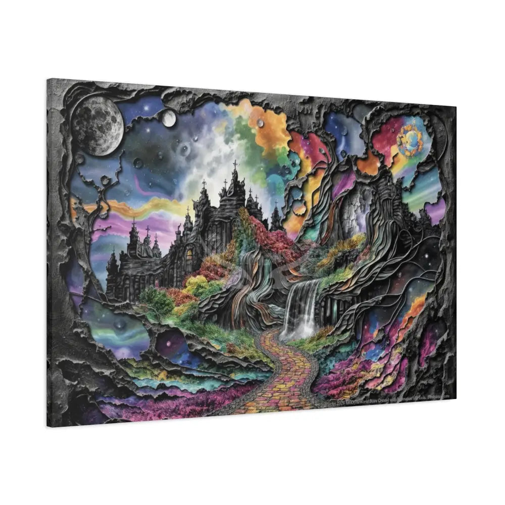 3D Fantasy Scenic Rock & Waterfall Gothic Landscape Scenery Canvas Prints Canvas