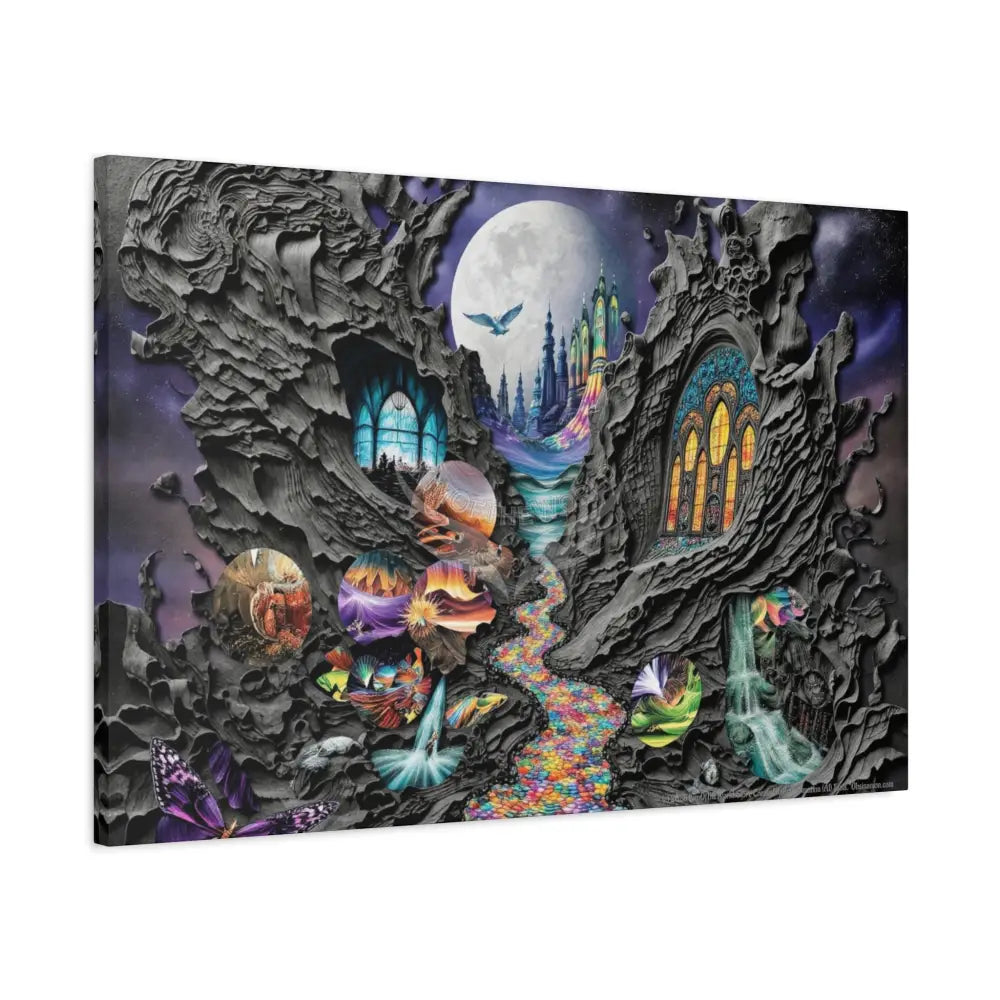 3D Fantasy Scenic Rock & Waterfall Gothic Landscape Scenery Canvas Prints Canvas