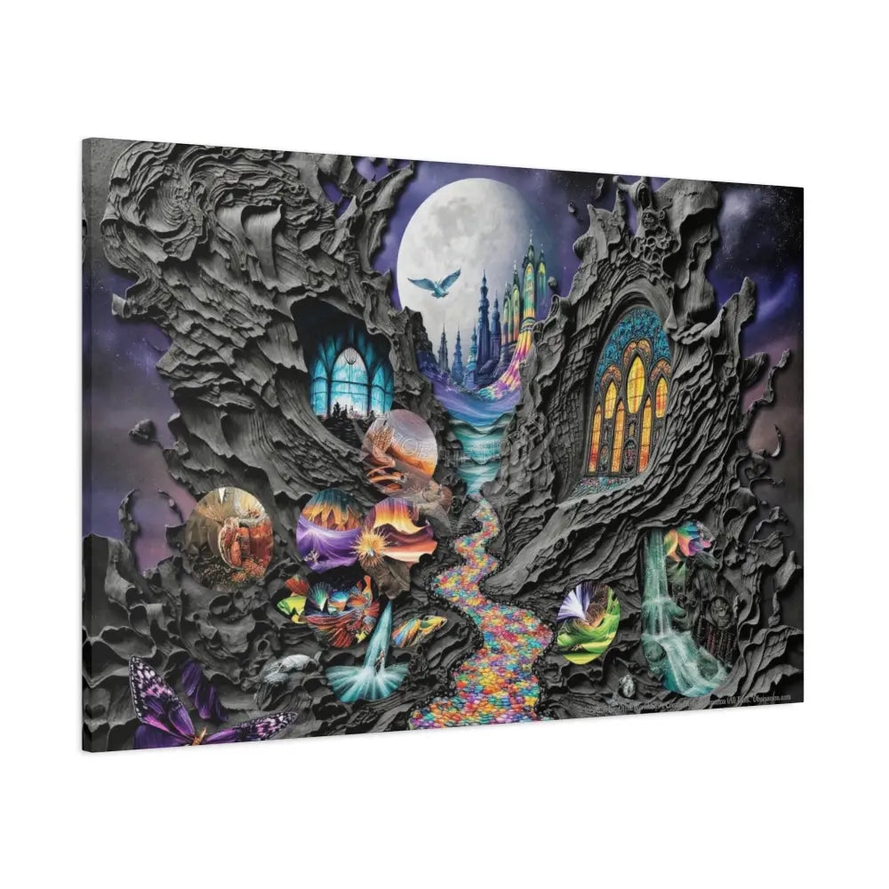 3D Fantasy Scenic Rock & Waterfall Gothic Landscape Scenery Canvas Prints Canvas