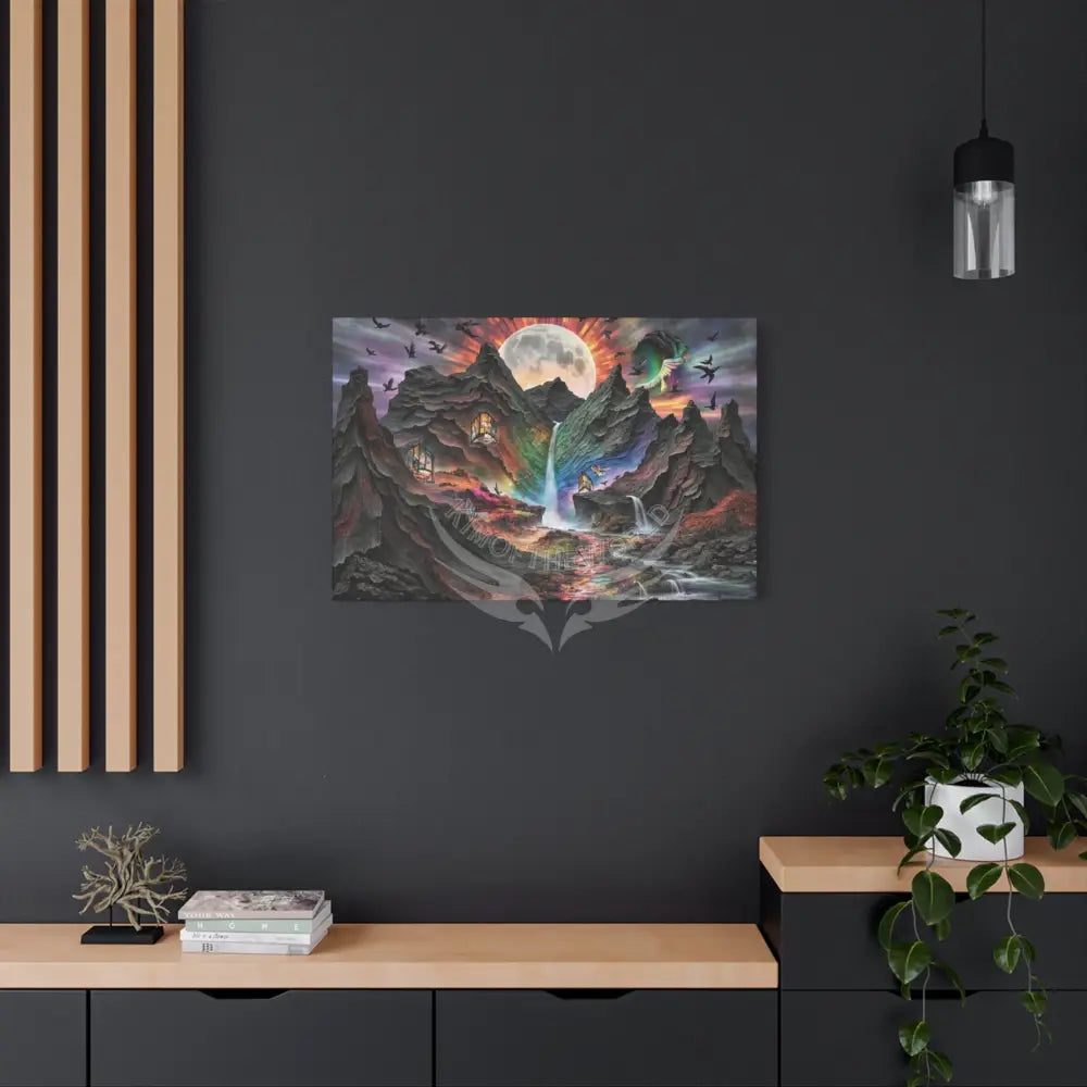 3D Fantasy Scenic Rock & Waterfall Gothic Landscape Scenery Canvas Prints Canvas