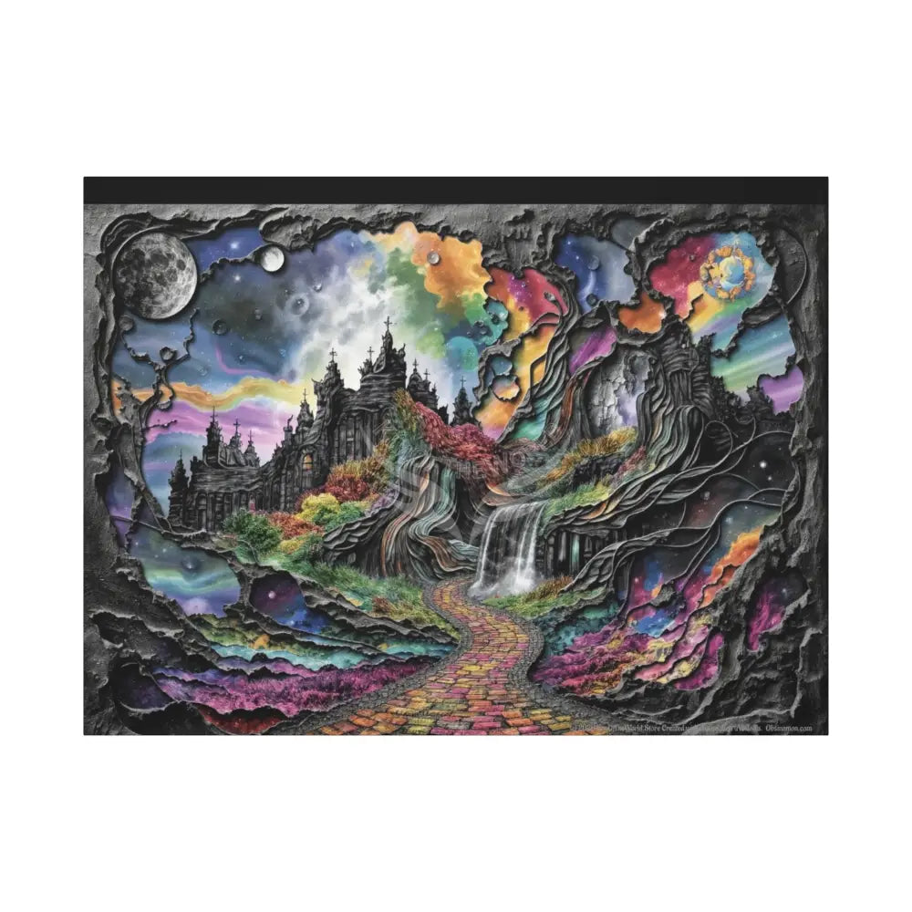 3D Fantasy Scenic Rock & Waterfall Gothic Landscape Scenery Canvas Prints 48’’ x 36’’ (Horizontal) / 1.25’’ Canvas