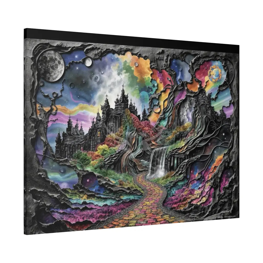 3D Fantasy Scenic Rock & Waterfall Gothic Landscape Scenery Canvas Prints Canvas