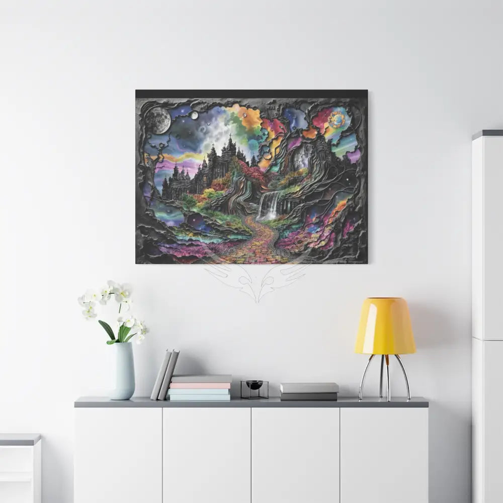 3D Fantasy Scenic Rock & Waterfall Gothic Landscape Scenery Canvas Prints Canvas