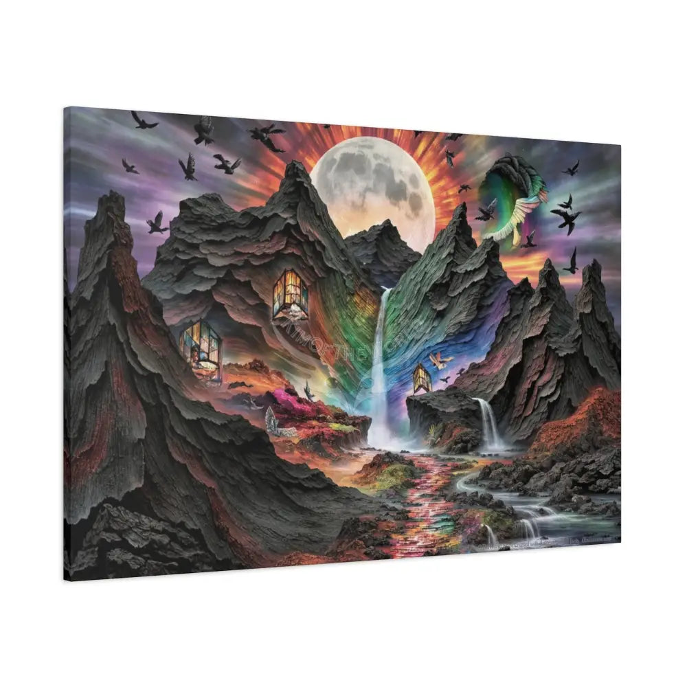 3D Fantasy Scenic Rock & Waterfall Gothic Landscape Scenery Canvas Prints Canvas