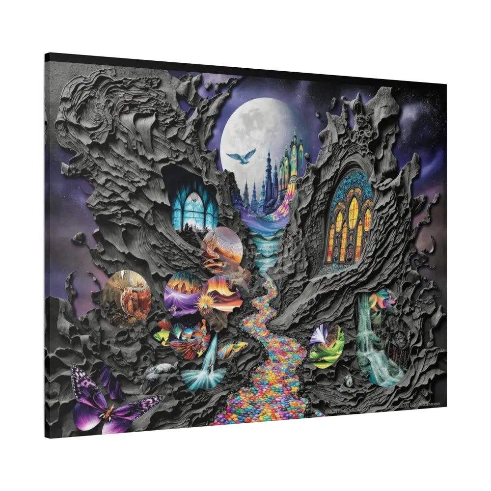 3D Fantasy Scenic Rock & Waterfall Gothic Landscape Scenery Canvas Prints Canvas