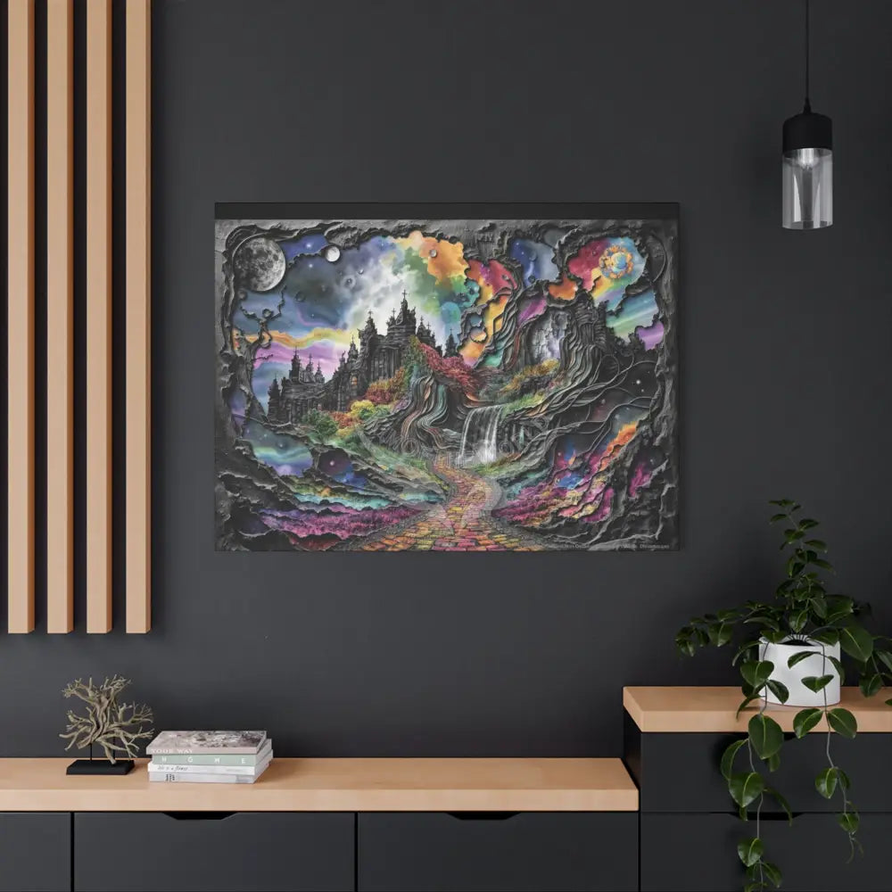 3D Fantasy Scenic Rock & Waterfall Gothic Landscape Scenery Canvas Prints Canvas