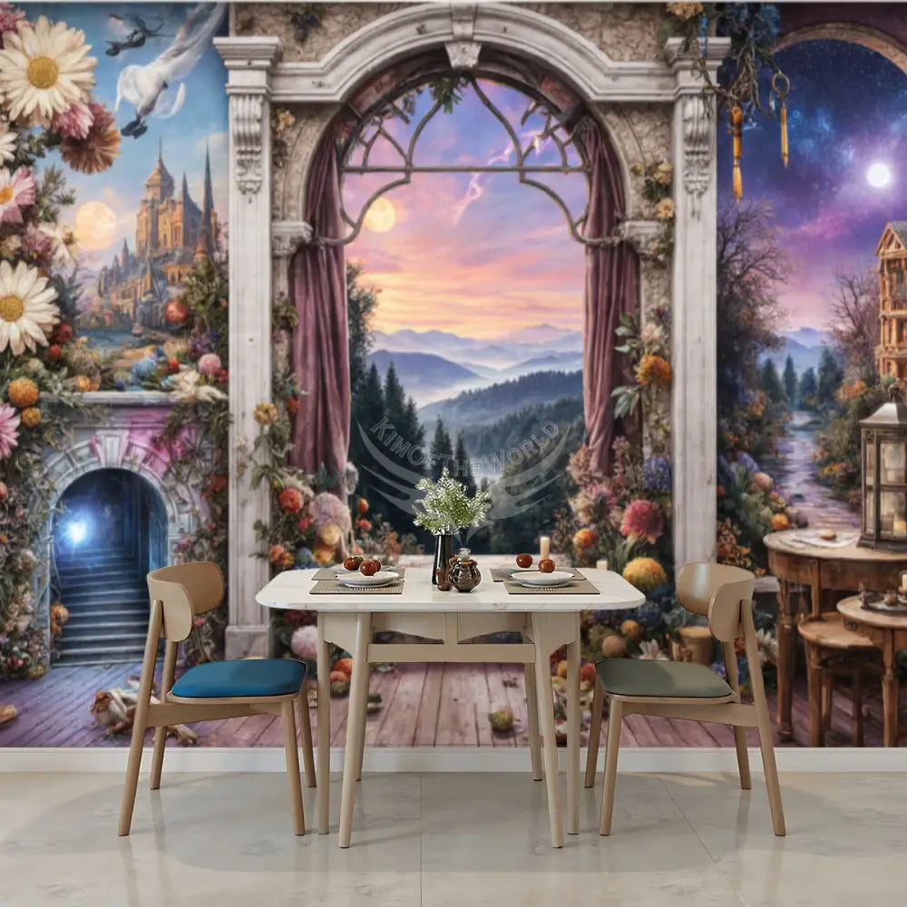 3D Fantasy Windows Unpasted Mural Wallpaper 144’’x100’’ - 144’’x100’’ - Wall Coverings