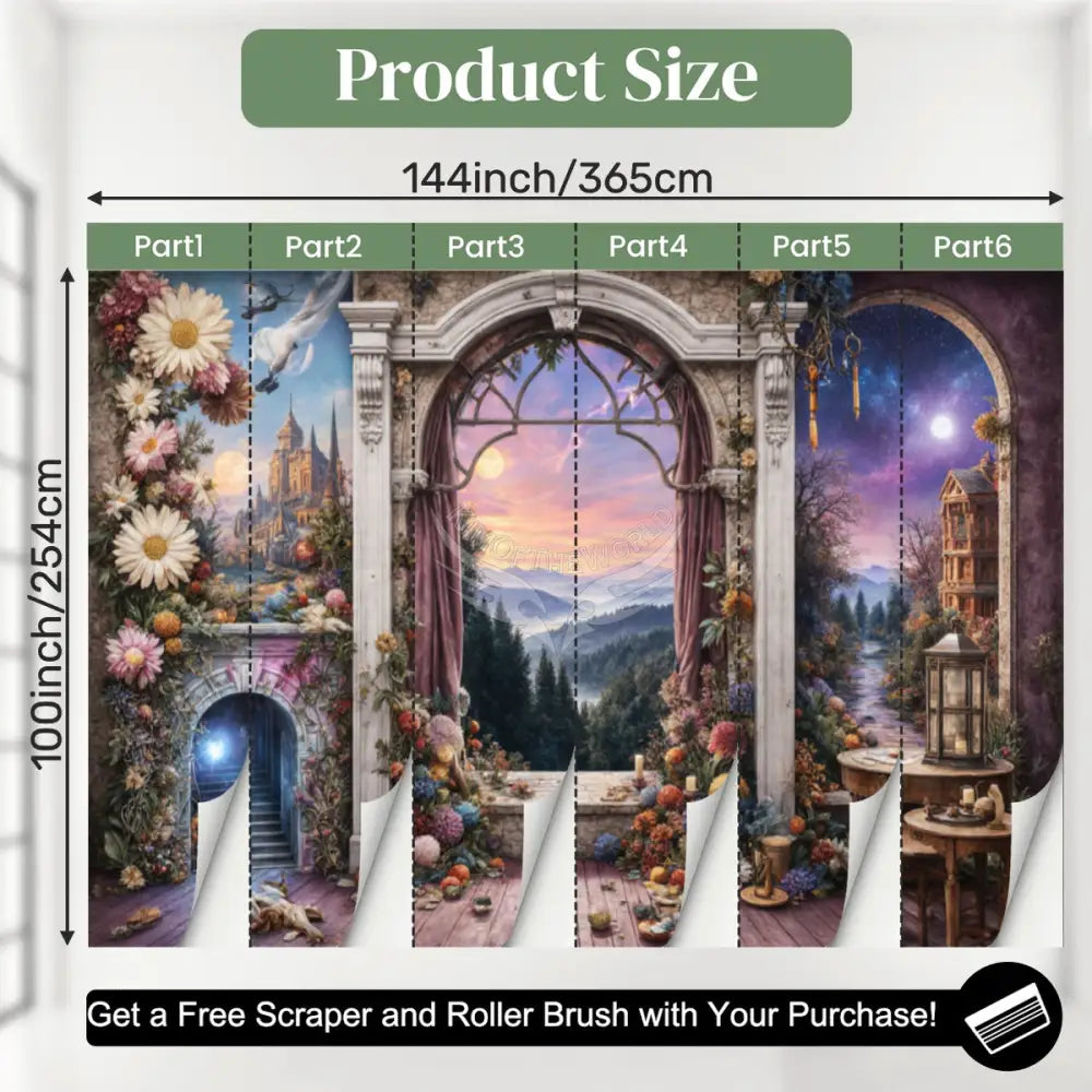 3D Fantasy Windows Unpasted Mural Wallpaper 144’’x100’’ - 144’’x100’’ - Wall Coverings