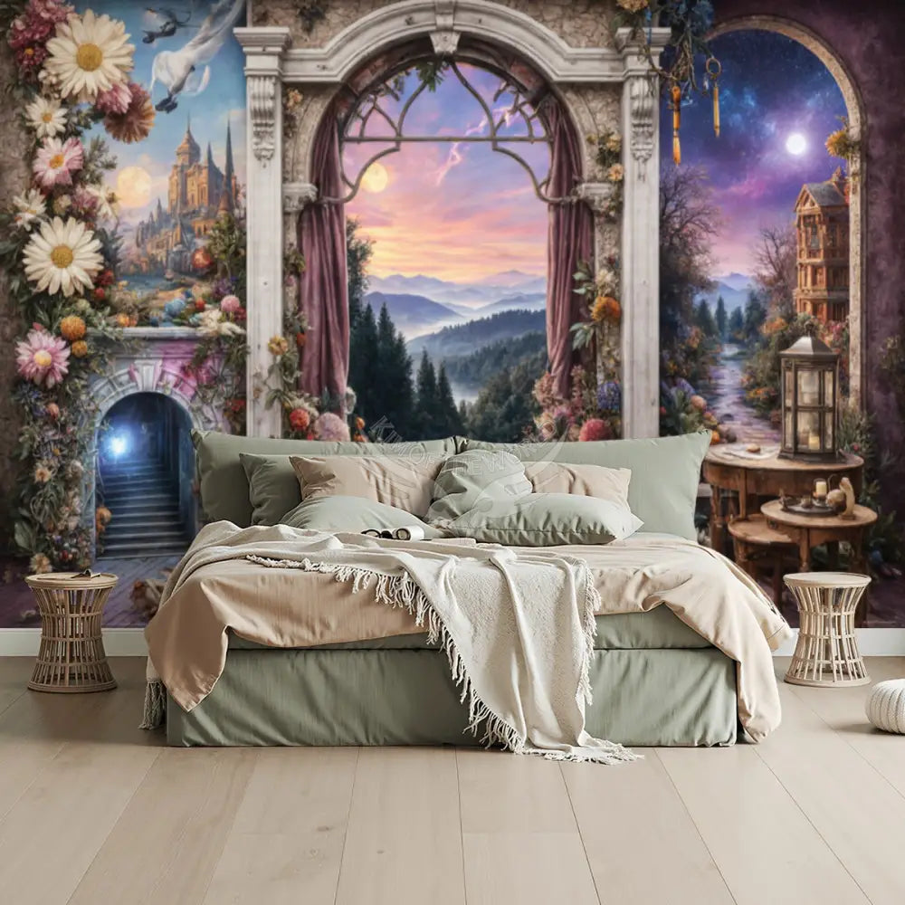 3D Fantasy Windows Unpasted Mural Wallpaper 144’’x100’’ - 144’’x100’’ - Wall Coverings