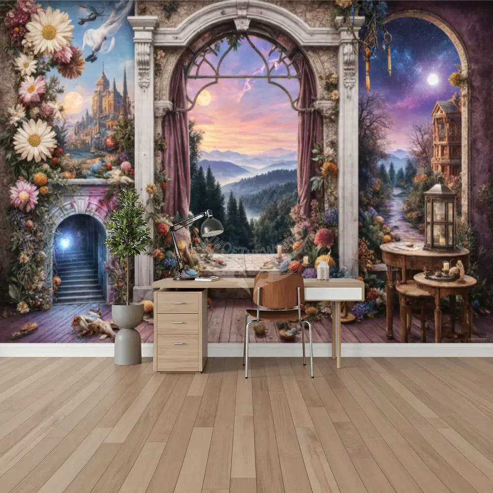 3D Fantasy Windows Unpasted Mural Wallpaper 144’’x100’’ - 144’’x100’’ - Wall Coverings