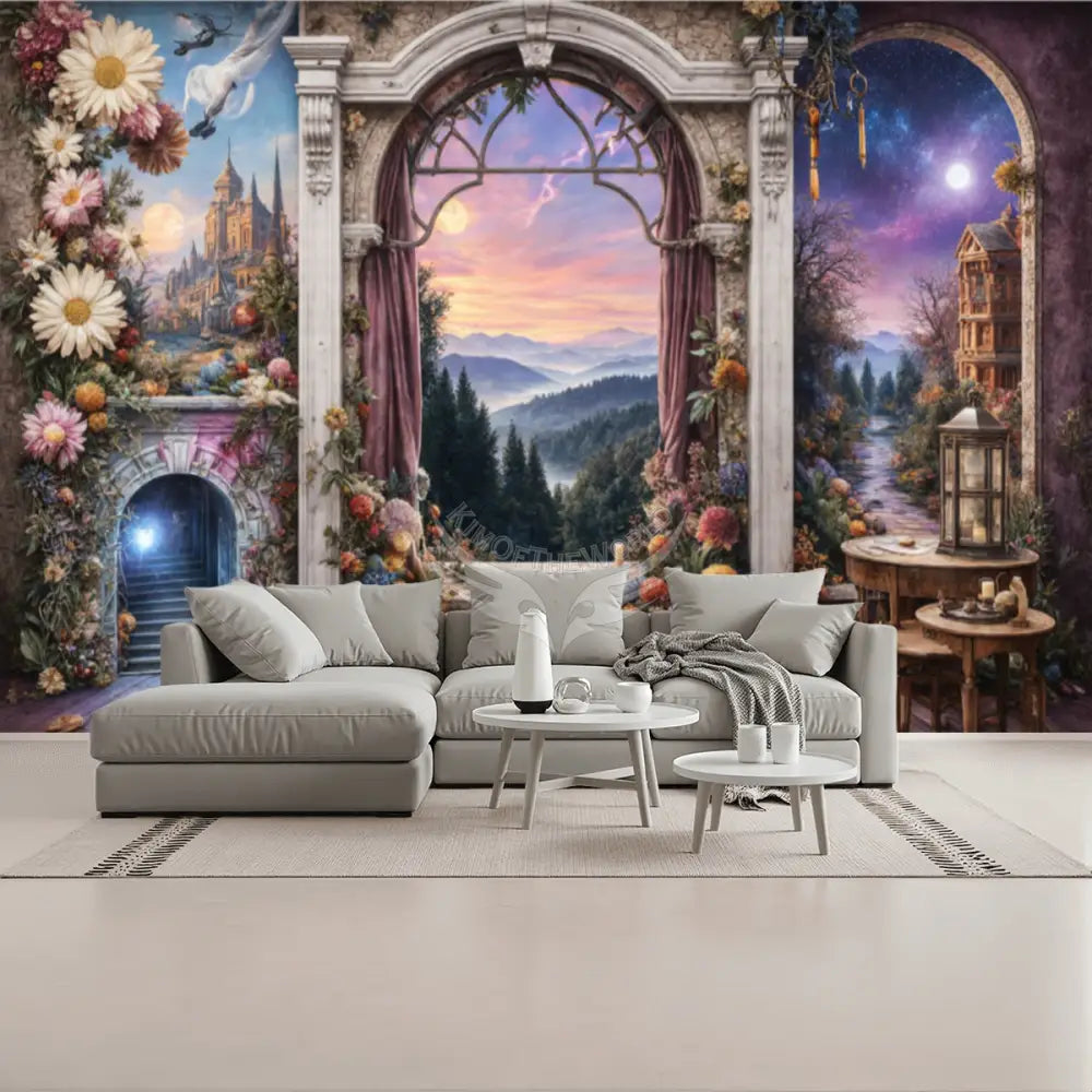 3D Fantasy Windows Unpasted Mural Wallpaper 144’’x100’’ - 144’’x100’’ - Wall Coverings